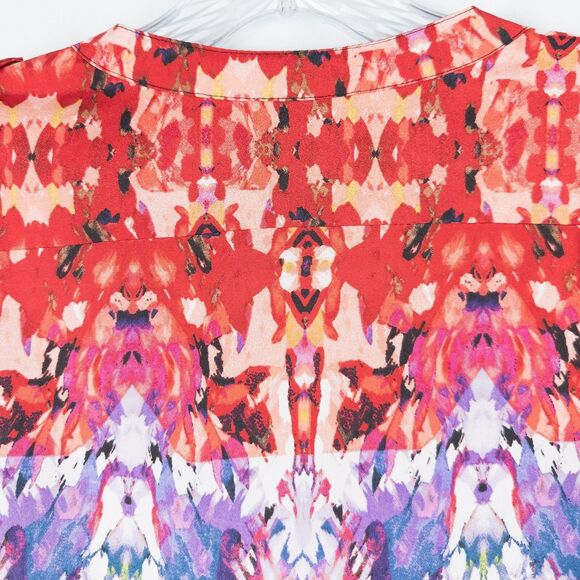 Calvin Klein Abstract Kaleidoscope Button Front Shirt Womens Large Artsy Boho - Picture 8 of 16